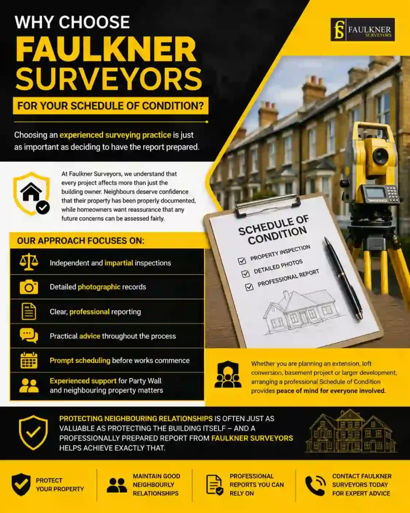 Schedule of Condition: What It Is and Why It Protects Both Neighbours 3 Why Choose Faulkner Surveyors for Your Schedule of Condition Shirley?